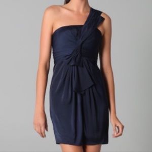 BCBG Palais Navy One Shoulder Cocktail Dress